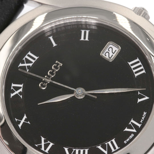 GUCCI Watches Quartz Stainless Steel, Leather Silver 5500M black dial mens Used Authentic