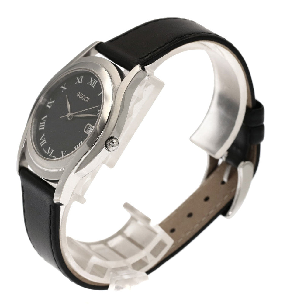 GUCCI Watches Quartz Stainless Steel, Leather Silver 5500M black dial mens Used Authentic