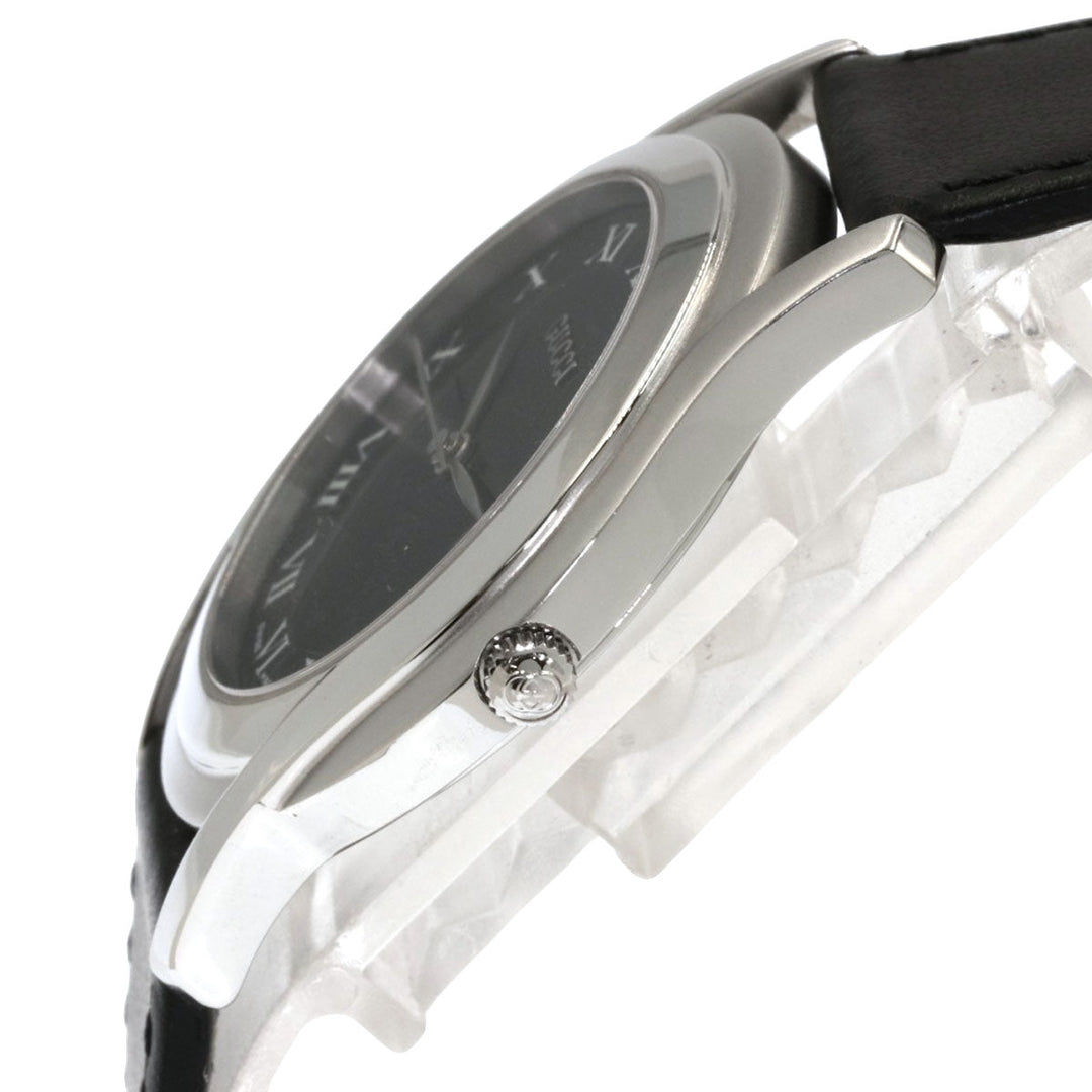 GUCCI Watches Quartz Stainless Steel, Leather Silver 5500M black dial mens Used Authentic