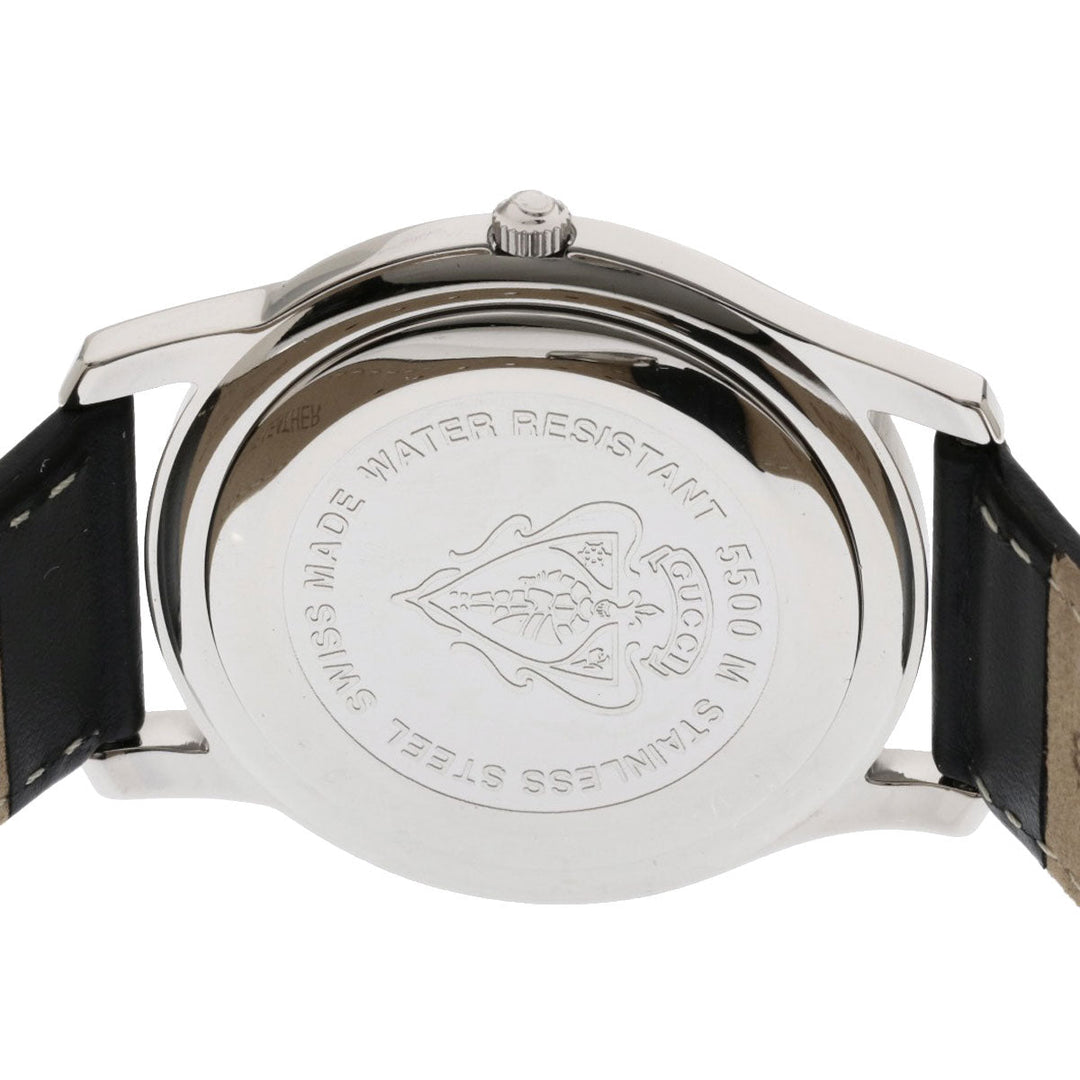 GUCCI Watches Quartz Stainless Steel, Leather Silver 5500M black dial mens Used Authentic
