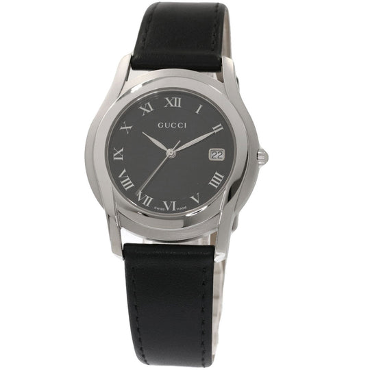 GUCCI Watches Quartz Stainless Steel, Leather black 5500M black dial mens Used Authentic