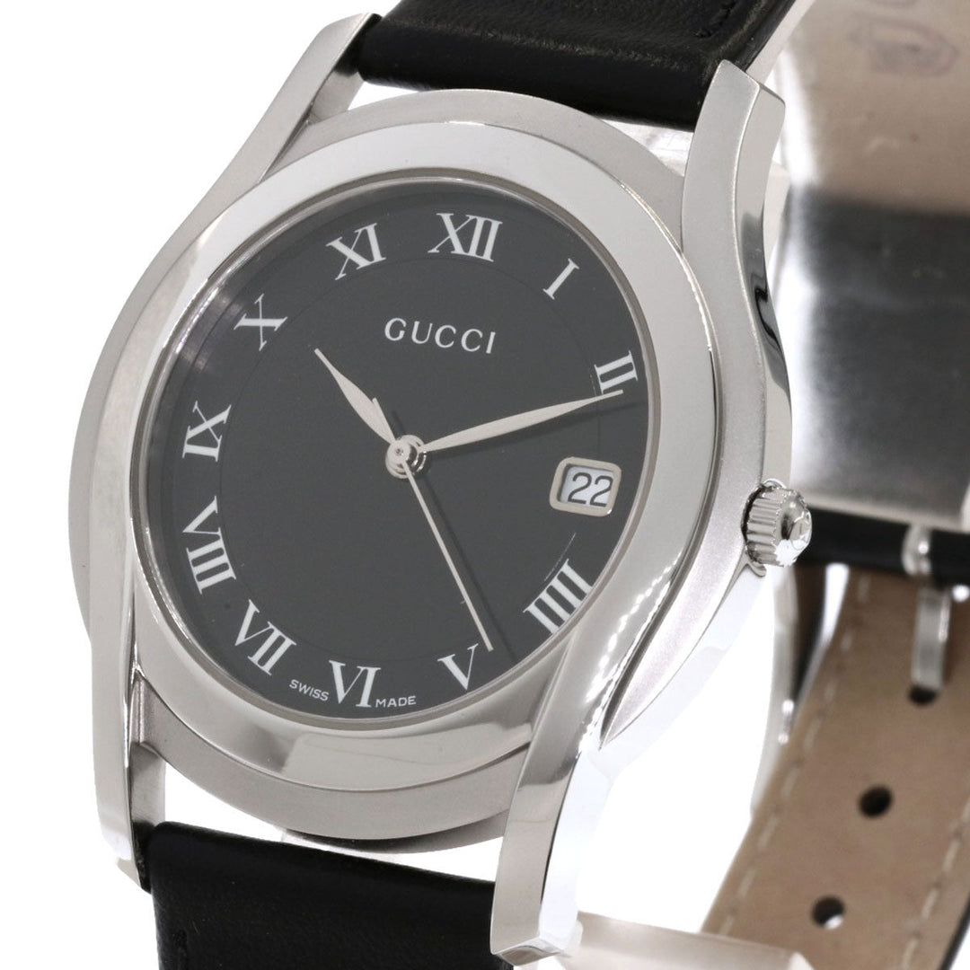 GUCCI Watches Quartz Stainless Steel, Leather black 5500M black dial mens Used Authentic