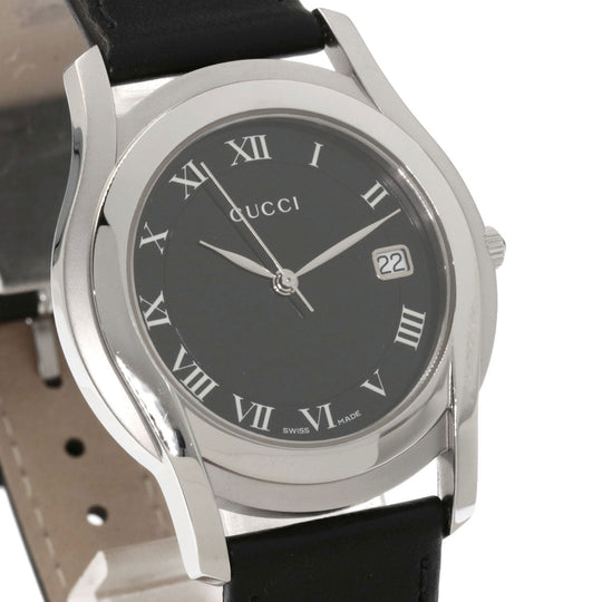 GUCCI Watches Quartz Stainless Steel, Leather black 5500M black dial mens Used Authentic