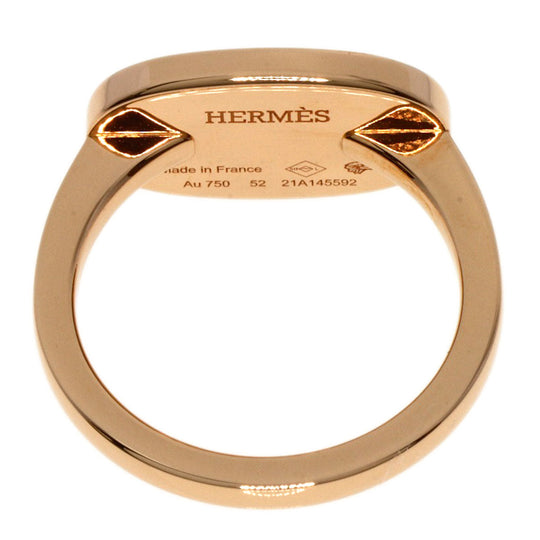 HERMES Ring 18K Pink Gold gold Chene Dunkle Verso #52 Women Used Authentic