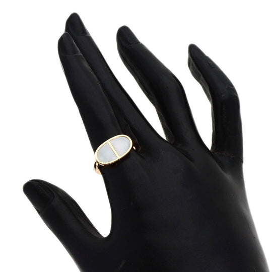 HERMES Ring 18K Pink Gold gold Chene Dunkle Verso #52 Women Used Authentic