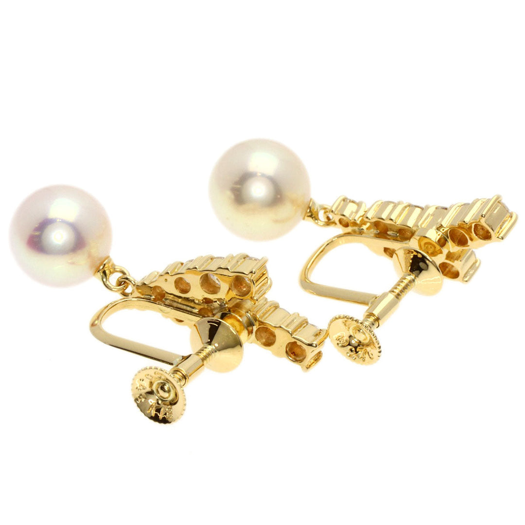 TASAKI Earring 18K Yellow Gold gold Akoya Pearl Diamond Women Used Authentic