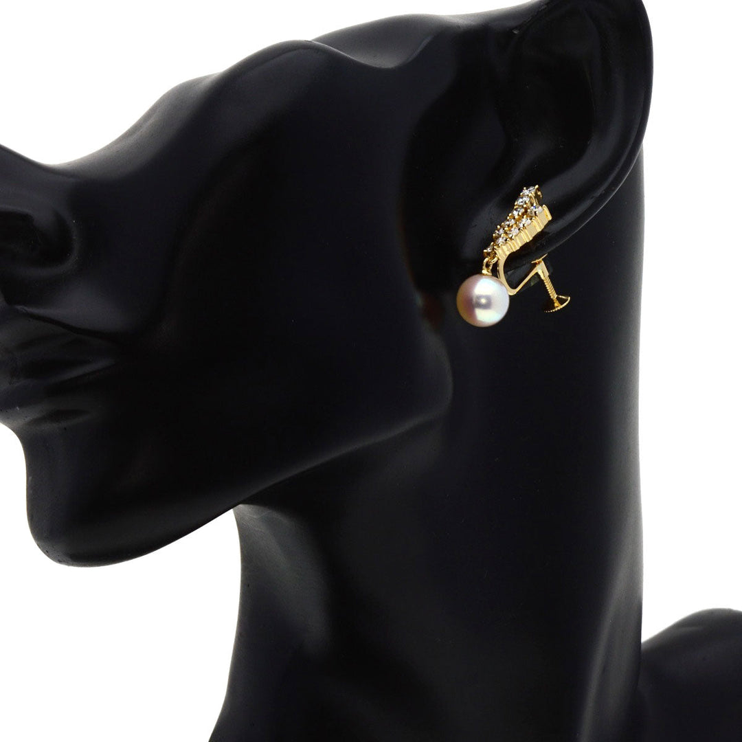 TASAKI Earring 18K Yellow Gold gold Akoya Pearl Diamond Women Used Authentic