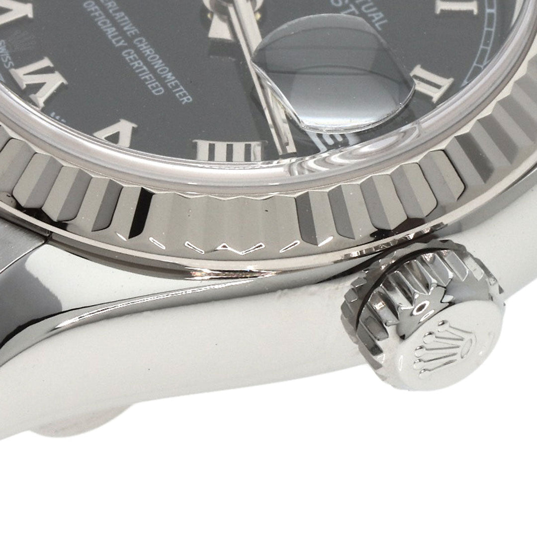 ROLEX Watches Mechanical Automatic 179174 Stainless Steel , Stainless Steel , K18WG Silver Datejust black dial Women Used Authentic