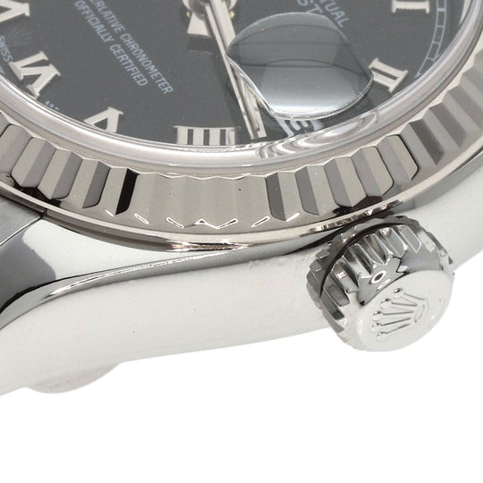 ROLEX Watches Mechanical Automatic 179174 Stainless Steel , Stainless Steel , K18WG Silver Datejust black dial Women Used Authentic