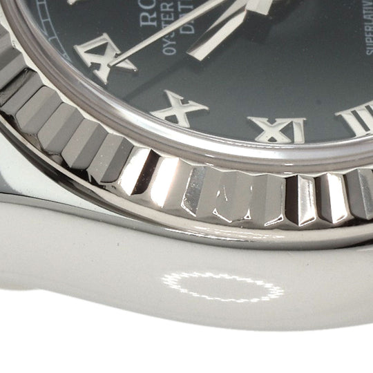ROLEX Watches Mechanical Automatic 179174 Stainless Steel , Stainless Steel , K18WG Silver Datejust black dial Women Used Authentic