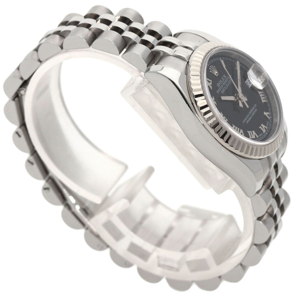 ROLEX Watches Mechanical Automatic 179174 Stainless Steel , Stainless Steel , K18WG Silver Datejust black dial Women Used Authentic