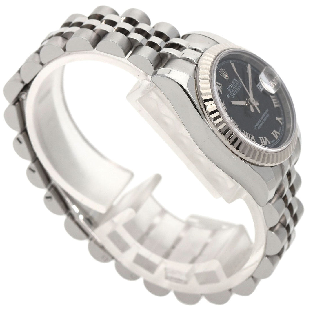 ROLEX Watches Mechanical Automatic 179174 Stainless Steel , Stainless Steel , K18WG Silver Datejust black dial Women Used Authentic