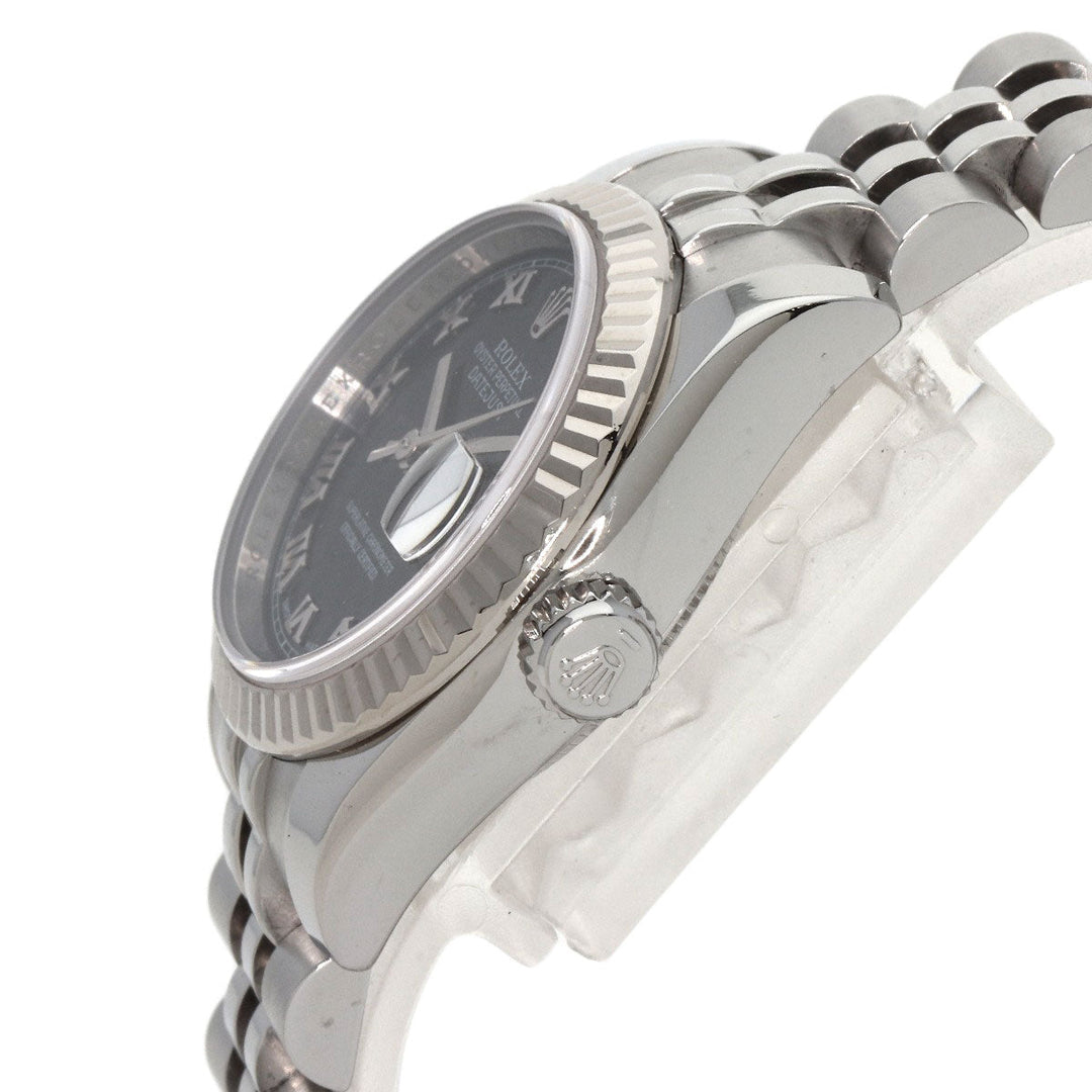 ROLEX Watches Mechanical Automatic 179174 Stainless Steel , Stainless Steel , K18WG Silver Datejust black dial Women Used Authentic