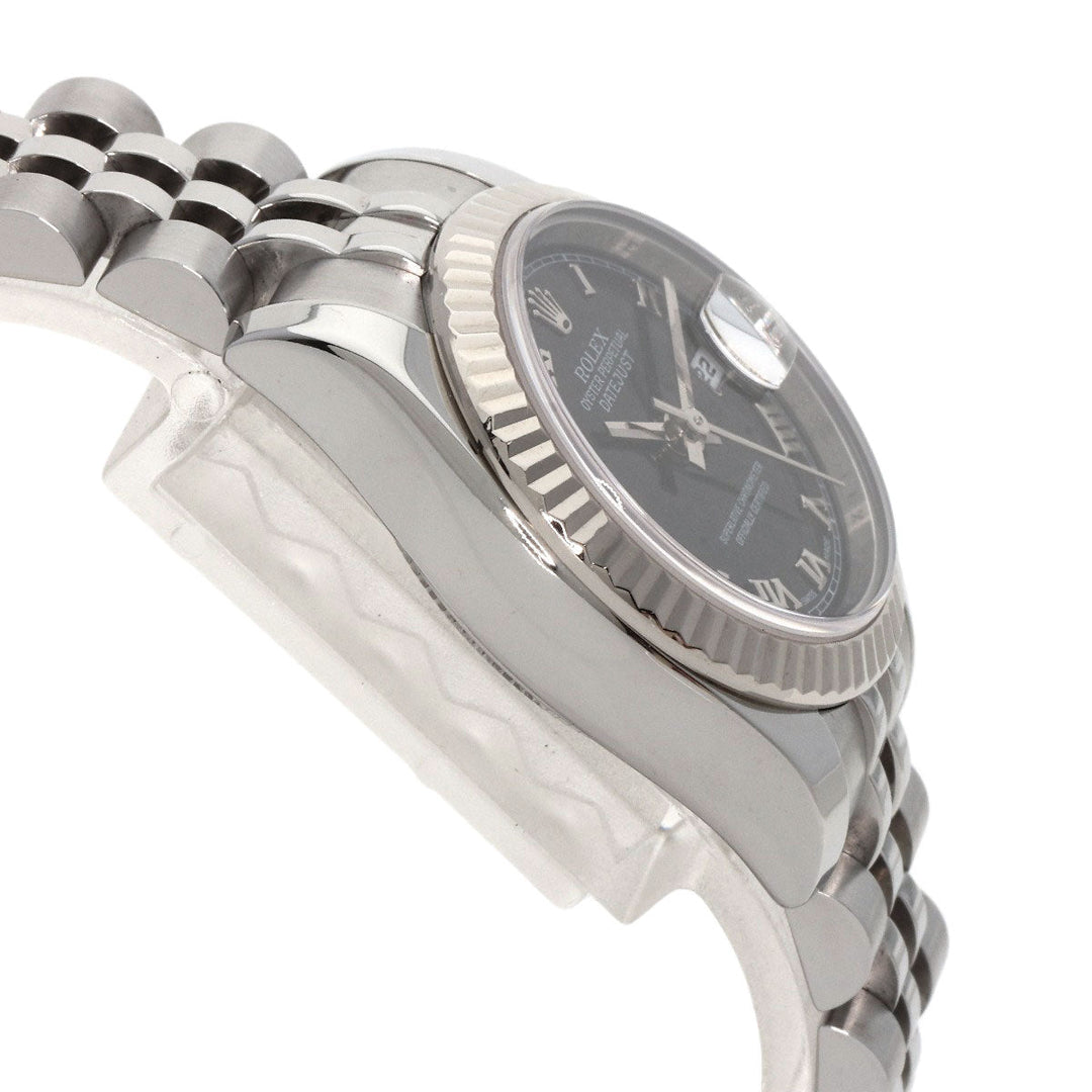 ROLEX Watches Mechanical Automatic 179174 Stainless Steel , Stainless Steel , K18WG Silver Datejust black dial Women Used Authentic