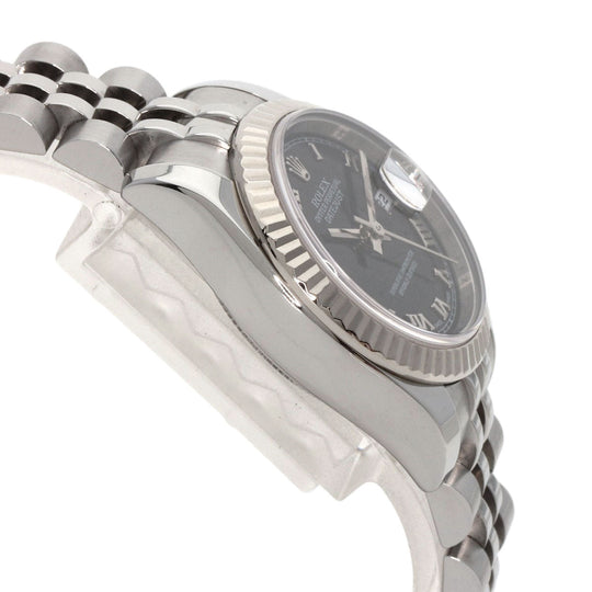 ROLEX Watches Mechanical Automatic 179174 Stainless Steel , Stainless Steel , K18WG Silver Datejust black dial Women Used Authentic