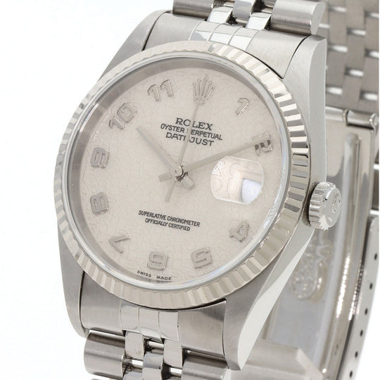 ROLEX Watches Mechanical Automatic 16234 Stainless Steel , Stainless Steel , K18WG Silver Datejust CP Arabia dial mens Used Authentic
