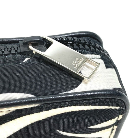 DIOR HOMME Pouch Nylon white Cigarette case with key ring Tribal mens Used Authentic