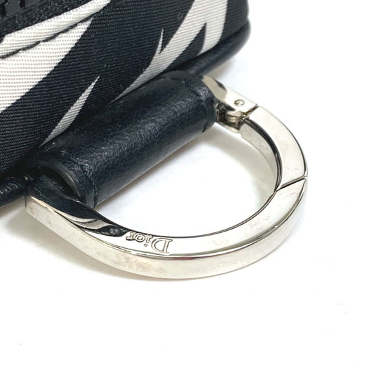 DIOR HOMME Pouch Nylon white Cigarette case with key ring Tribal mens Used Authentic