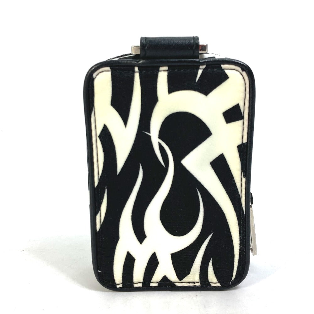 DIOR HOMME Pouch Nylon white Cigarette case with key ring Tribal mens Used Authentic