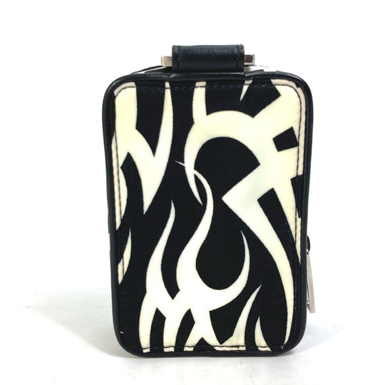 DIOR HOMME Pouch Nylon white Cigarette case with key ring Tribal mens Used Authentic