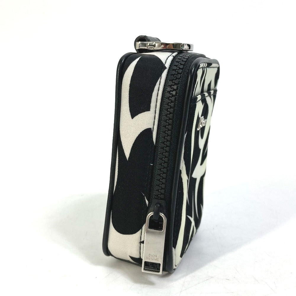 DIOR HOMME Pouch Nylon white Cigarette case with key ring Tribal mens Used Authentic