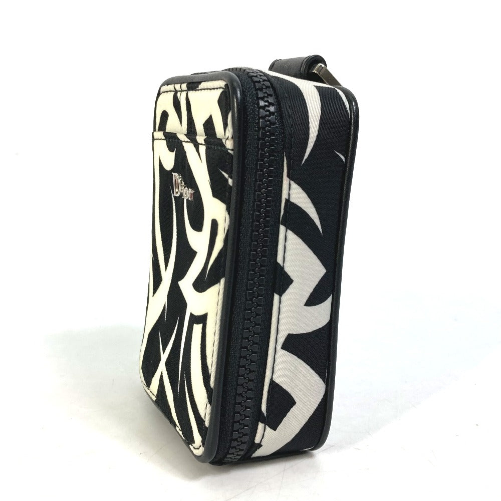 DIOR HOMME Pouch Nylon white Cigarette case with key ring Tribal mens Used Authentic