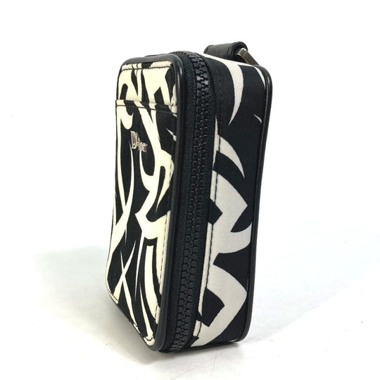 DIOR HOMME Pouch Nylon white Cigarette case with key ring Tribal mens Used Authentic
