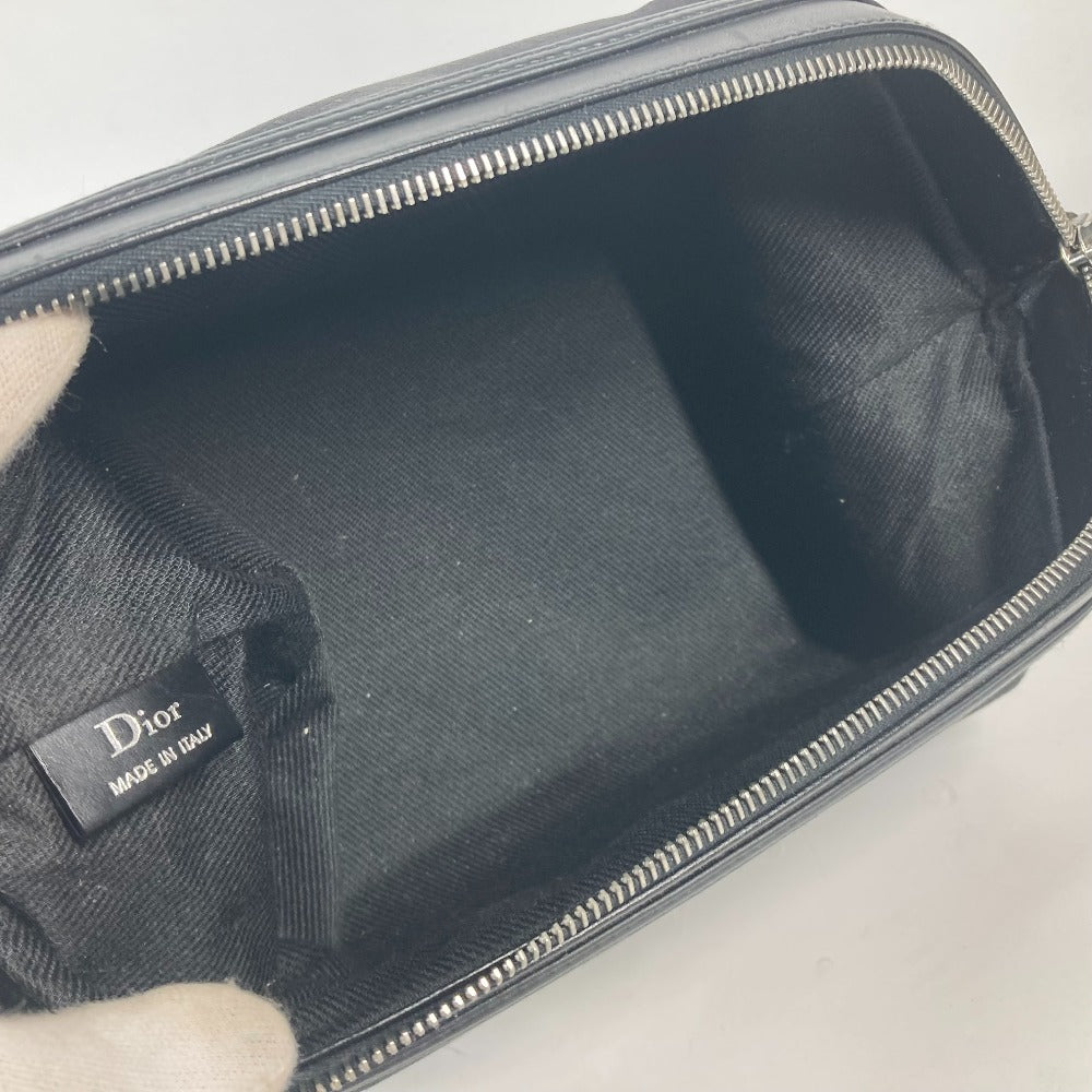 Dior Pouch Canvas / leather black logo unisex(Unisex) Used Authentic