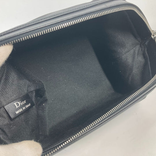 Dior Pouch Canvas / leather black logo unisex(Unisex) Used Authentic