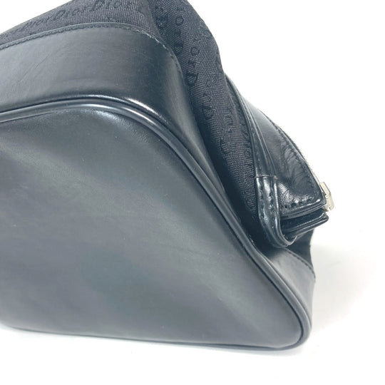 Dior Pouch Canvas / leather black logo unisex(Unisex) Used Authentic