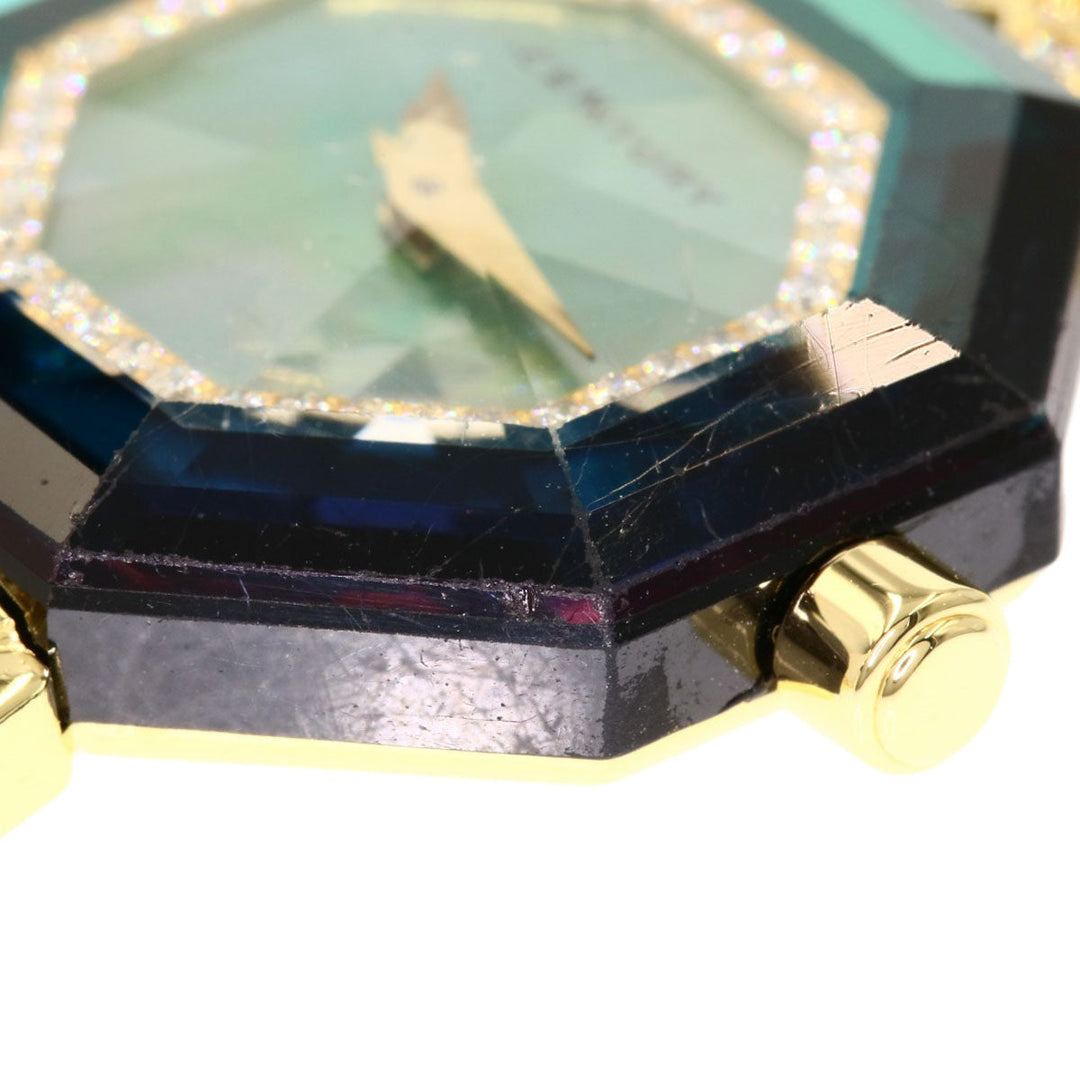 CENTURY Watches Quartz K18YG, K18YG, Diamond gold Century Diamond Emerald Green shell dial Women Used Authentic