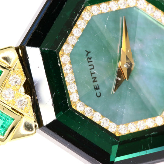 CENTURY Watches Quartz K18YG, K18YG, Diamond gold Century Diamond Emerald Green shell dial Women Used Authentic