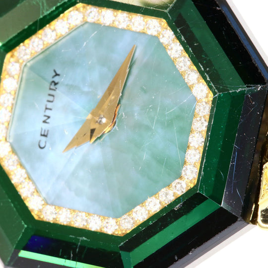 CENTURY Watches Quartz K18YG, K18YG, Diamond gold Century Diamond Emerald Green shell dial Women Used Authentic