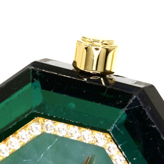 CENTURY Watches Quartz K18YG, K18YG, Diamond gold Century Diamond Emerald Green shell dial Women Used Authentic