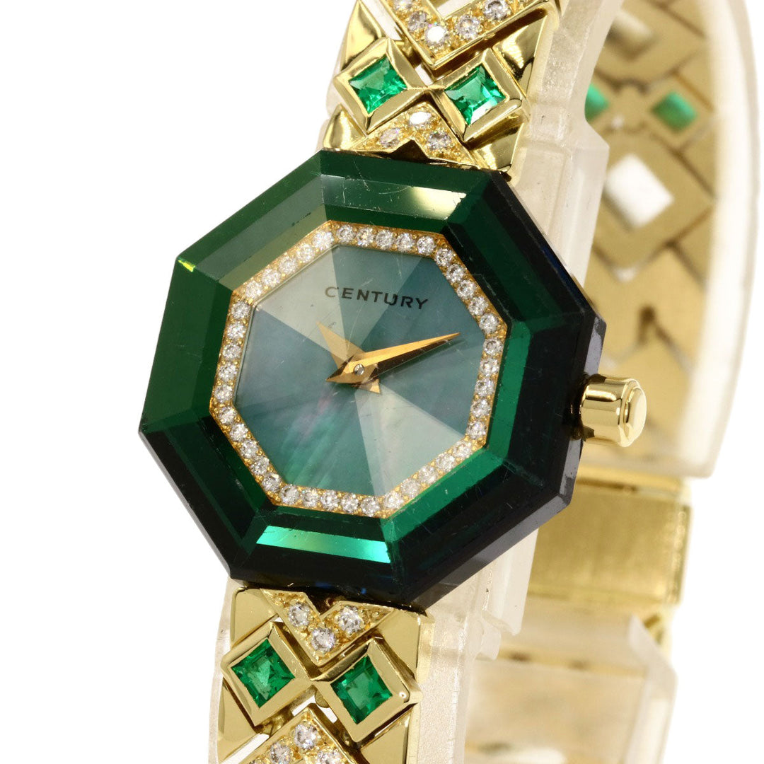 CENTURY Watches Quartz K18YG, K18YG, Diamond gold Century Diamond Emerald Green shell dial Women Used Authentic