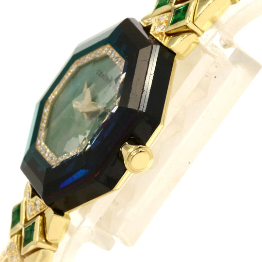 CENTURY Watches Quartz K18YG, K18YG, Diamond gold Century Diamond Emerald Green shell dial Women Used Authentic