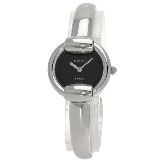GUCCI Watches Quartz 1400L Stainless Steel , Stainless Steel Silver Bangle black dial Women Used Authentic