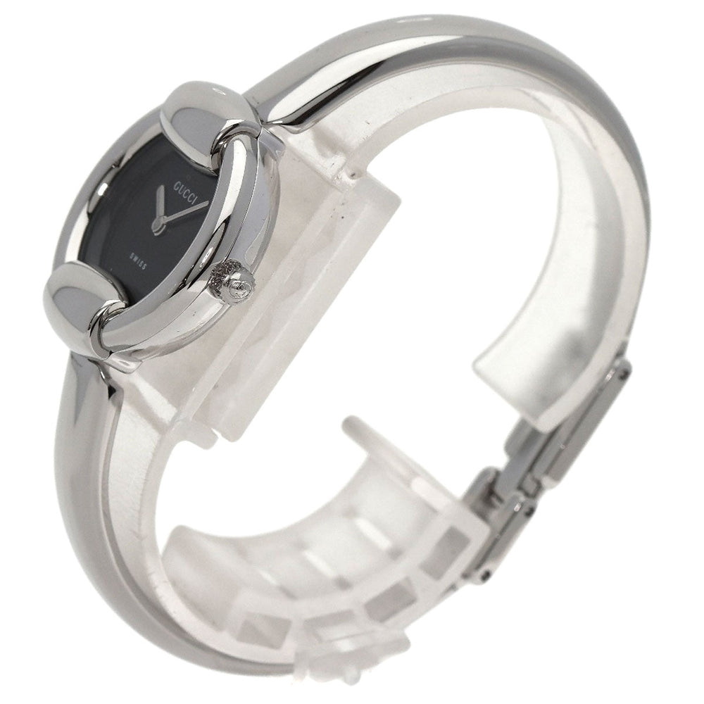 GUCCI Watches Quartz 1400L Stainless Steel , Stainless Steel Silver Bangle black dial Women Used Authentic