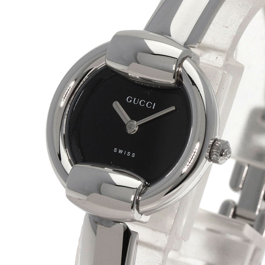 GUCCI Watches Quartz 1400L Stainless Steel , Stainless Steel Silver Bangle black dial Women Used Authentic