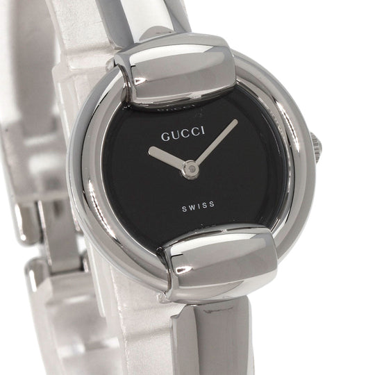 GUCCI Watches Quartz 1400L Stainless Steel , Stainless Steel Silver Bangle black dial Women Used Authentic