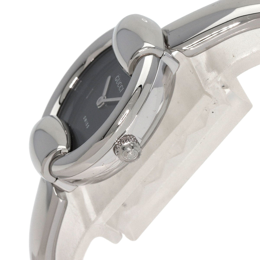 GUCCI Watches Quartz 1400L Stainless Steel , Stainless Steel Silver Bangle black dial Women Used Authentic