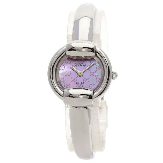GUCCI Watches Quartz 1400L Stainless Steel , Stainless Steel Silver Round face Pink shell dial Women Used Authentic
