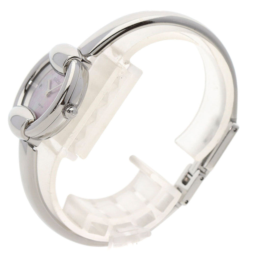 GUCCI Watches Quartz 1400L Stainless Steel , Stainless Steel Silver Round face Pink shell dial Women Used Authentic
