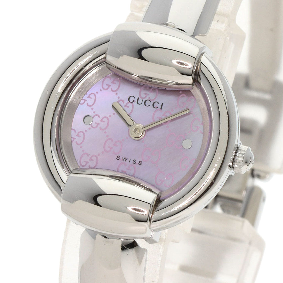 GUCCI Watches Quartz 1400L Stainless Steel , Stainless Steel Silver Round face Pink shell dial Women Used Authentic
