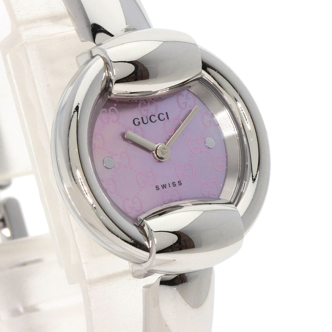 GUCCI Watches Quartz 1400L Stainless Steel , Stainless Steel Silver Round face Pink shell dial Women Used Authentic