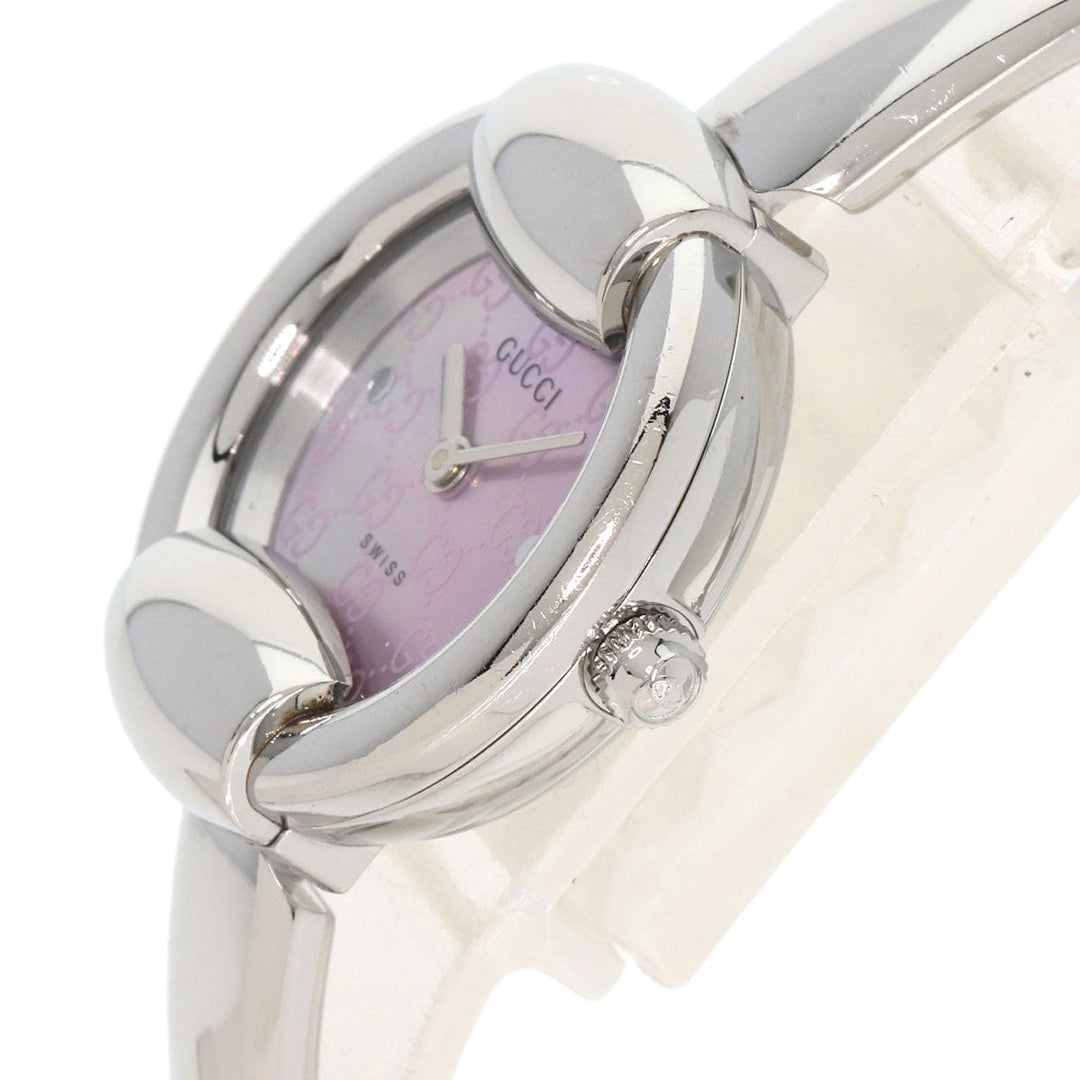 GUCCI Watches Quartz 1400L Stainless Steel , Stainless Steel Silver Round face Pink shell dial Women Used Authentic