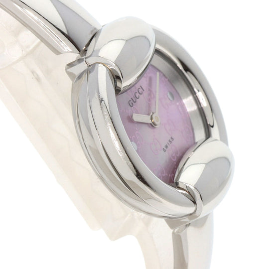 GUCCI Watches Quartz 1400L Stainless Steel , Stainless Steel Silver Round face Pink shell dial Women Used Authentic