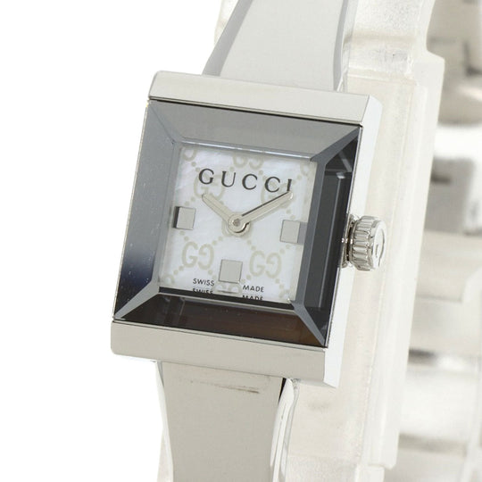 GUCCI Watches Quartz 128.5 Stainless Steel , Stainless Steel Silver GG G-frame White shell dial Women Used Authentic