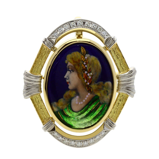 MITSUO KAJI Brooch PT900 , K18YG gold Emmael Diamond Women Used Authentic