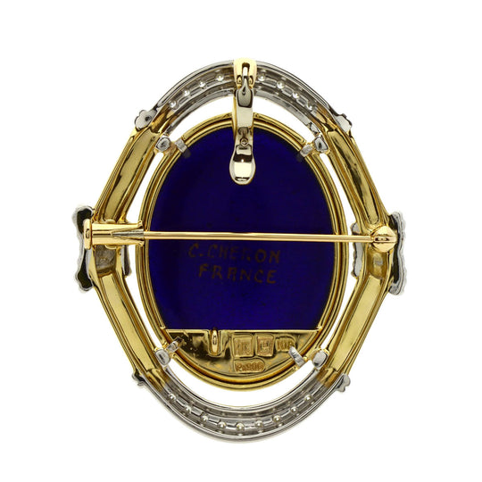 MITSUO KAJI Brooch PT900 , K18YG gold Emmael Diamond Women Used Authentic